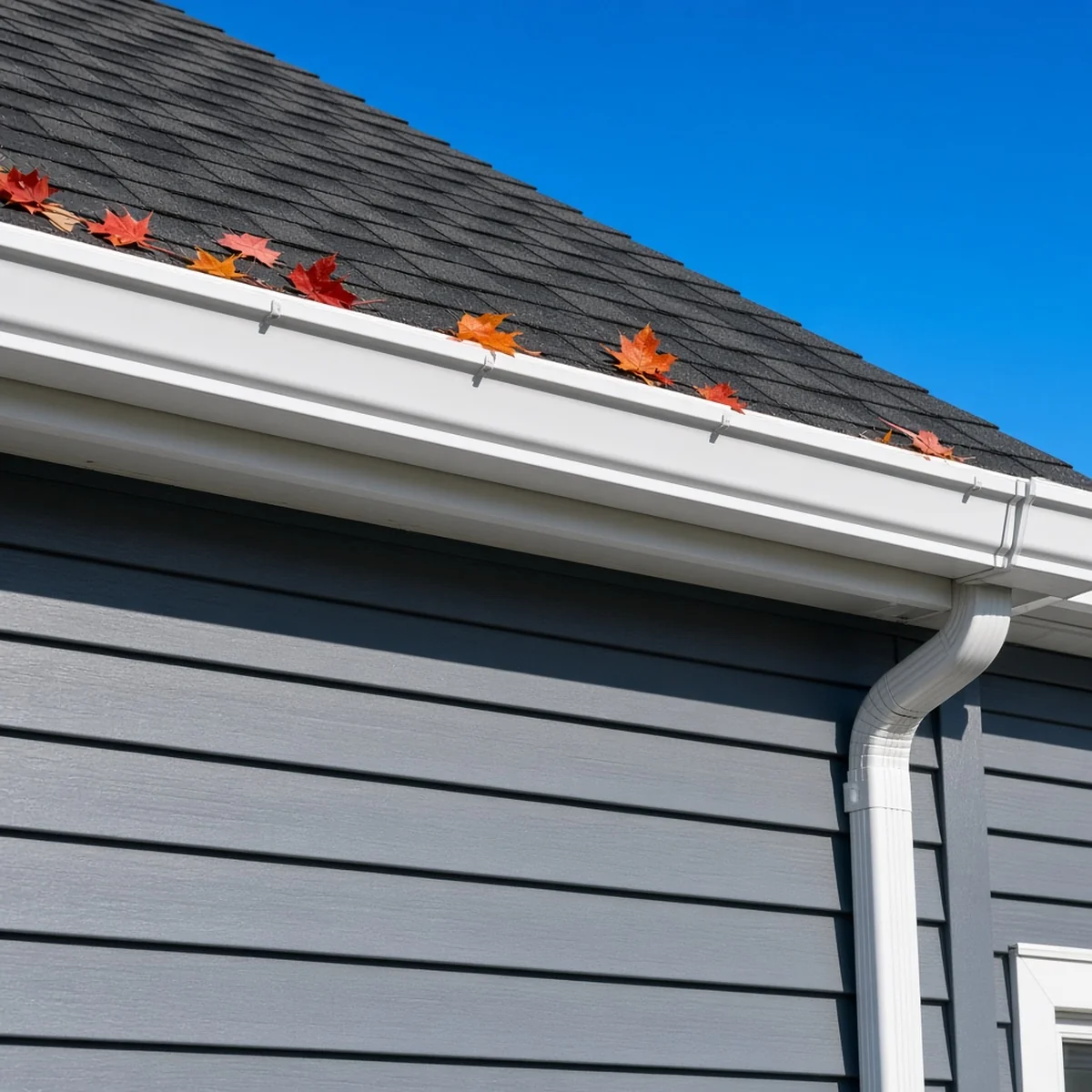 New seamless aluminum gutter and downspout on a Plainville home.
