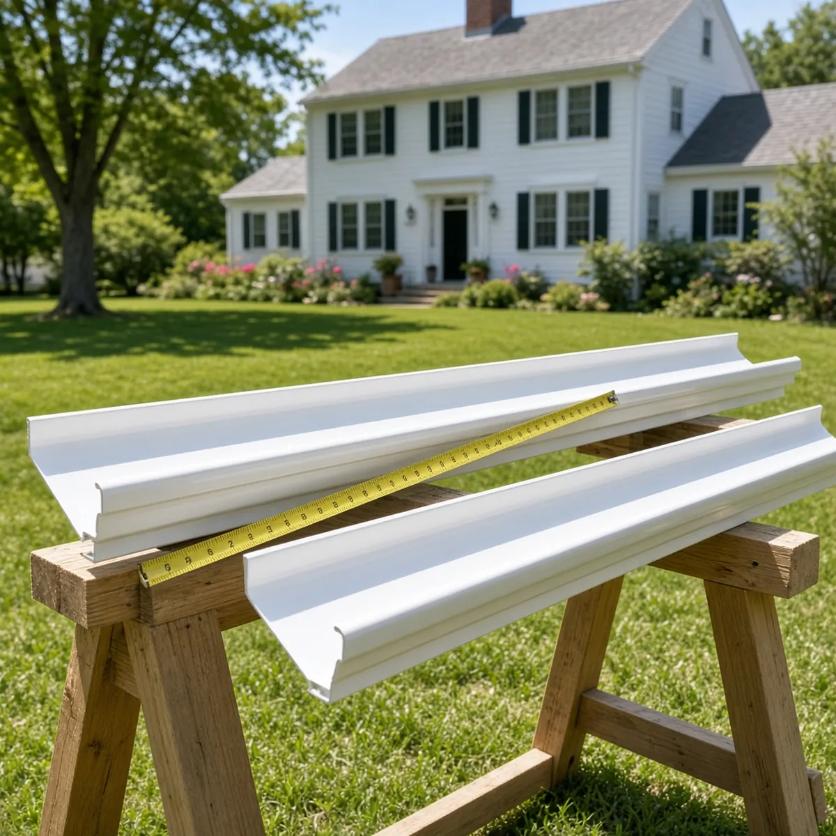 5-inch and 6-inch aluminum gutters side by side.