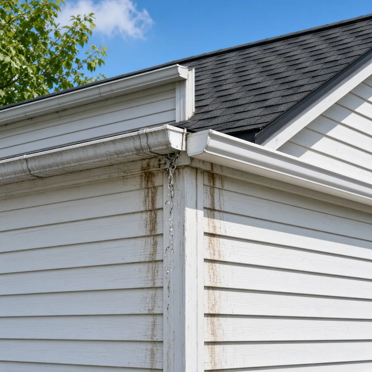 Sectional gutter joint versus a seamless gutter run.